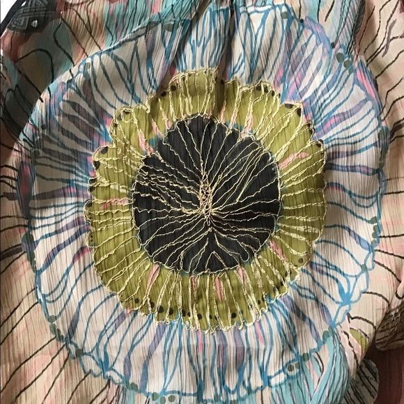 DIMRI Tunic Circle Neckline Open Shoulder Low Gather W/Tie Lined Size M - Picture 4 of 10